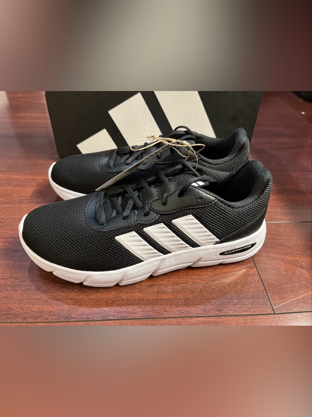 Womens 8.5 Adidas Cloudfoam Flex - Laces Black Shoe Sneaker Walking Running New - Picture 8 of 16
